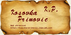 Kosovka Primović vizit kartica